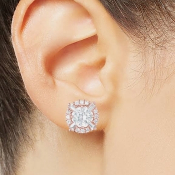 NWT Anne Klein CZ Pave Halo Earrings - Picture 4 of 4
